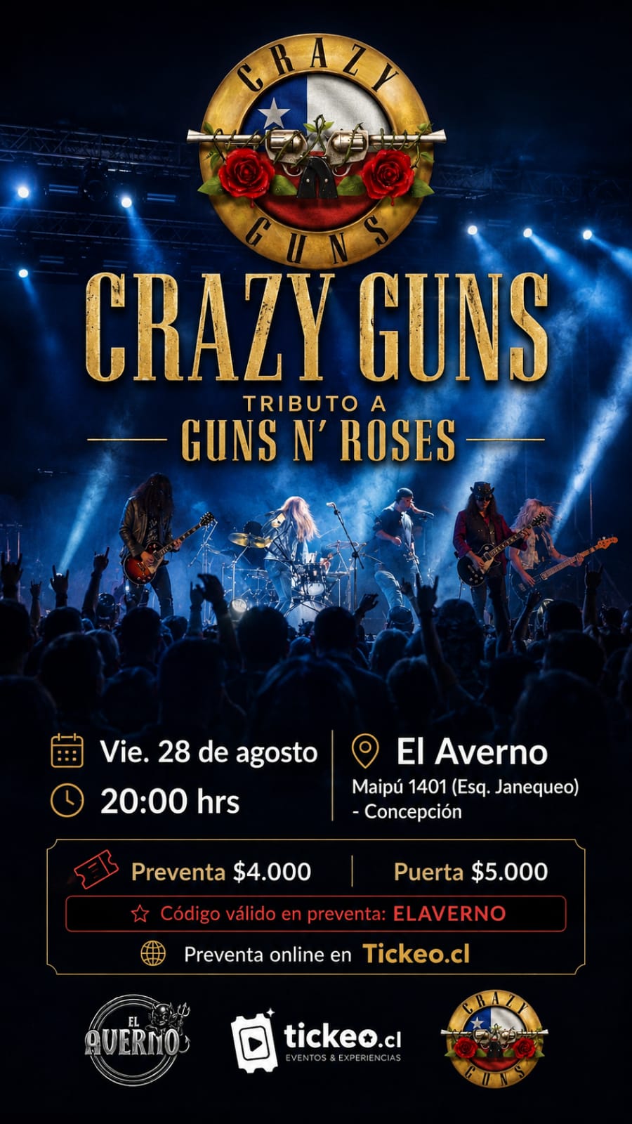 9a32e73d-27d3-4c28-919b-9dd2164747ec Tributo a Guns N' Roses por Crazy Guns en El Averno Concepción