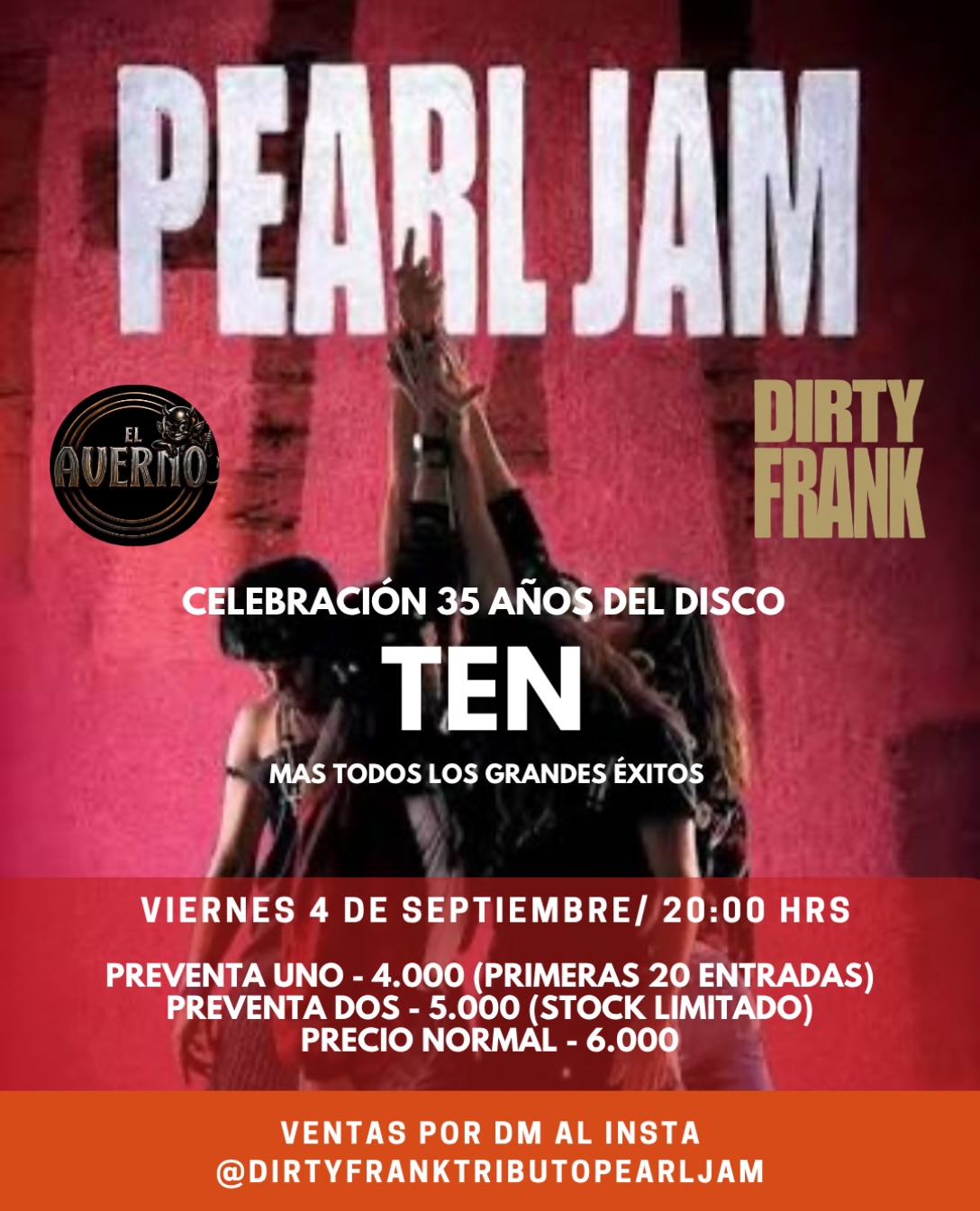 Tributo a Pearl Jam por Dirty Frank en El Averno, Concepción