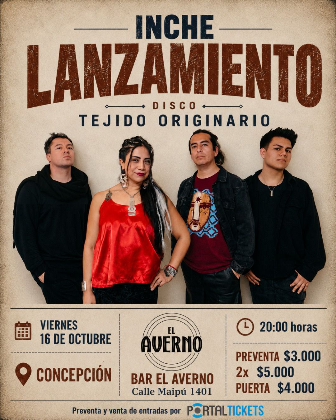 Inche presenta el disco Tejido Originario en El Averno, Concepción